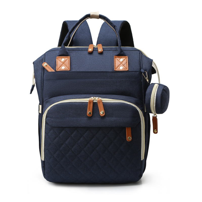 Cross-border classic mommy bag embellished with small coin purse multi-function USB charging mother and baby bag light solid color mommy bag - Image 17