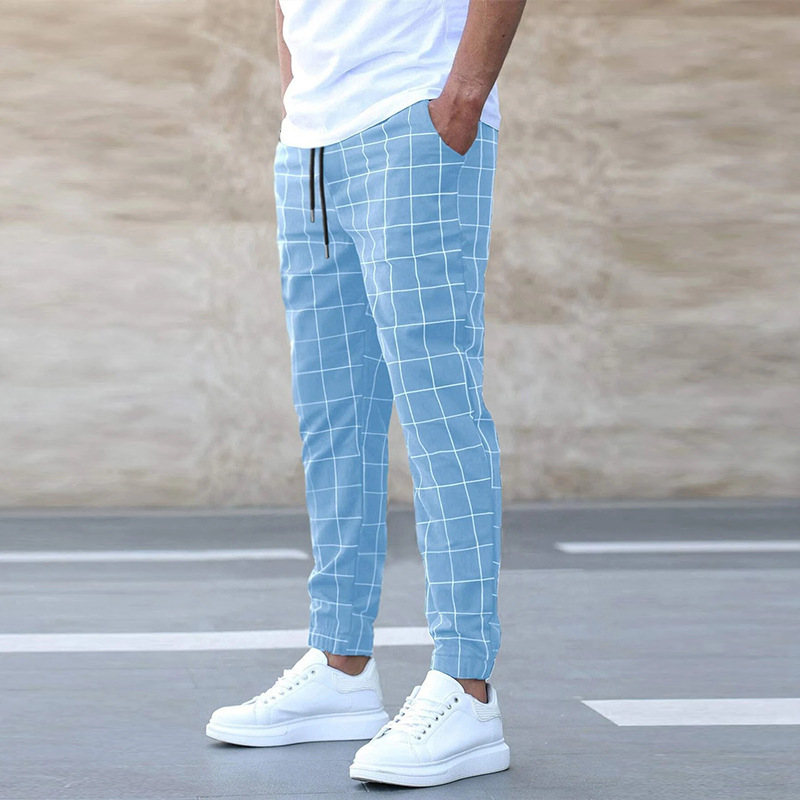 2024 New European and American Amazon Street Fashion Pants Plaid Casual Trousers Fashion Men's Casual Pants Drawstring Pants Wholesale - Image 6