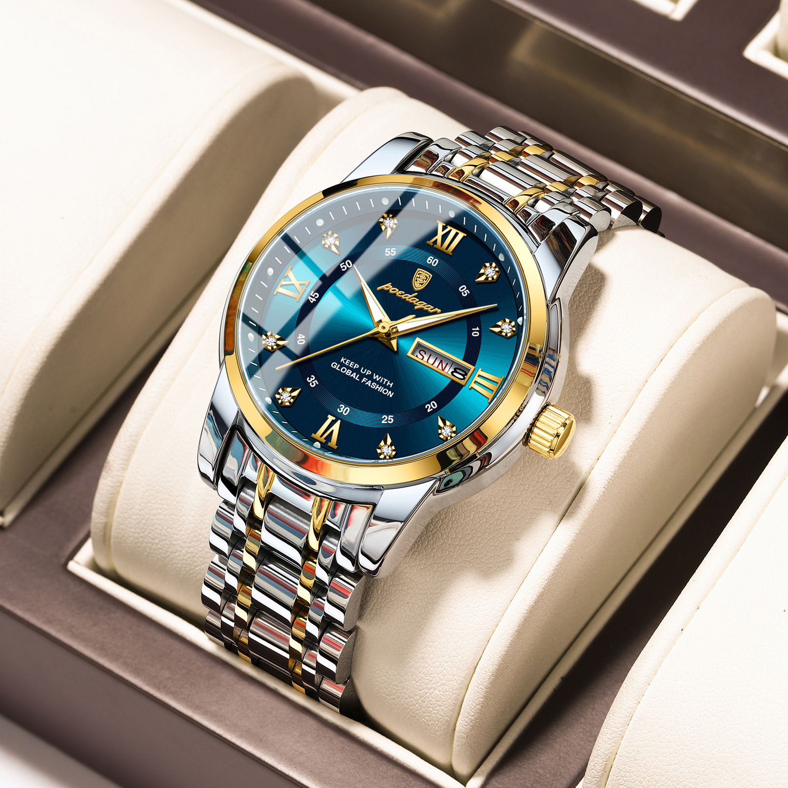 Swiss brand waterproof new men's watch dual calendar luminous quartz watch live broadcast foreign trade hot sale one piece drop shipping - Image 17