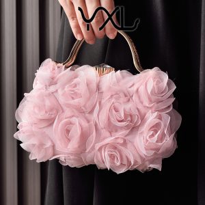 European and American popular flower evening bag bride wedding dress white dress bag cross-border e-commerce factory direct sales partybag