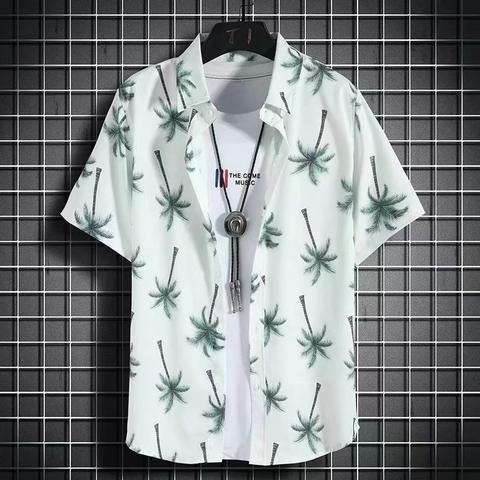 Summer short-sleeved shirts for men and women Hainan Sanya travel couples floral casual shirts summer Hong Kong style fashion - Image 3