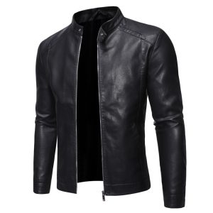 [Fleece//thin] Foreign trade new men's leather jacket men's cross-border autumn and winter motorcycle casual jacket men's clothing