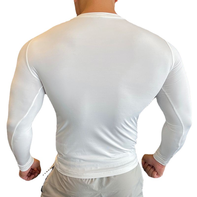 Quick-drying sports long-sleeved men's autumn and winter moisture-wicking high-elastic tights fashionable fitness clothes running training tops - Image 2