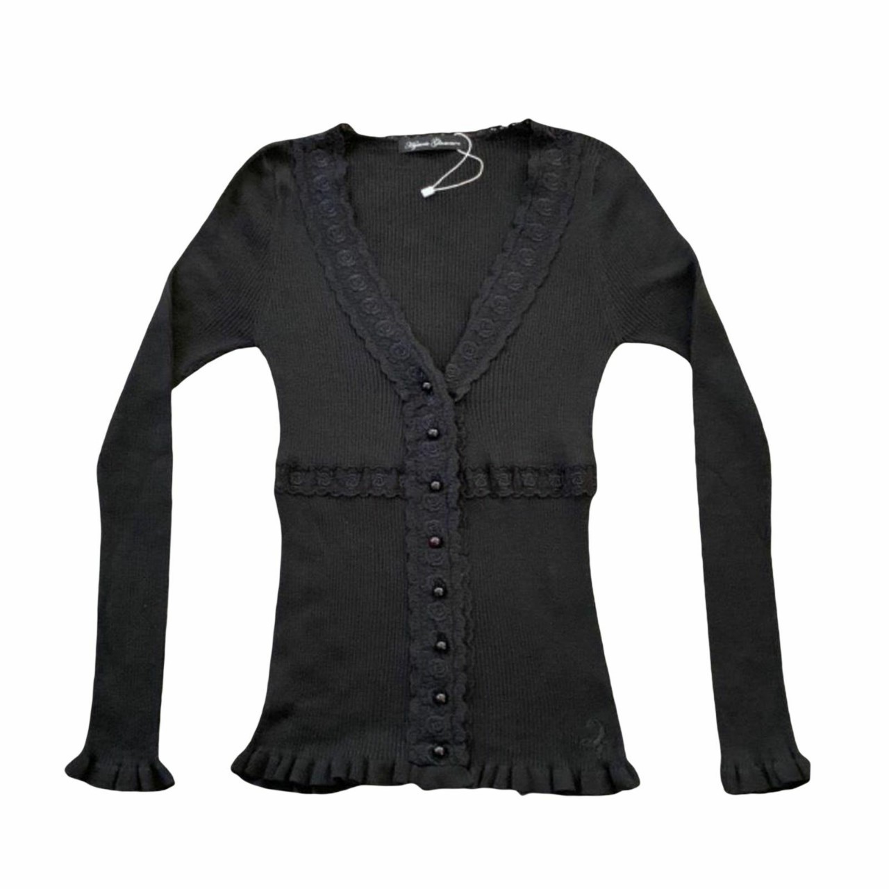 2022 European and American AliExpress Amazon hot style low-neck lace access control vertical knitted long-sleeved top - Image 5