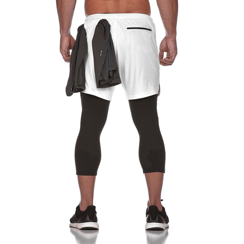 2023 Autumn New Muscle Men's Fashion Versatile Fake Two-Piece Breathable Fitness Training Running Sports Shorts - Image 9