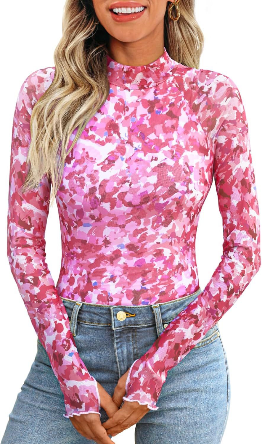 Women's Lace-Panel Turtleneck Top - Image 16