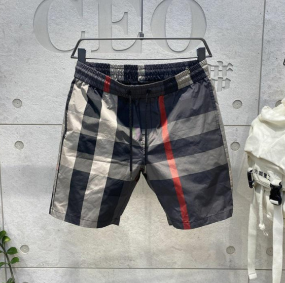 New summer men's shorts beach pants sports casual shorts simple digital printing workwear plaid pants men