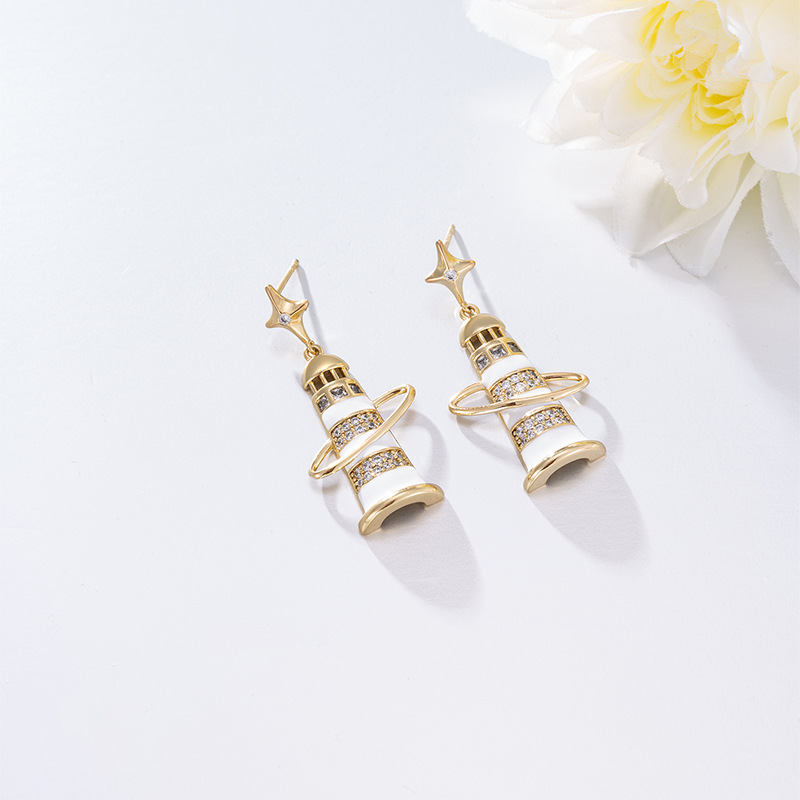 Xuping Fashion Niche Design Star Lighthouse Earrings and Necklace Jewelry Set - Festive and Elegant Earrings and Necklace - Image 4