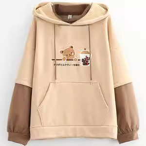 Spot European and American cross-border foreign trade autumn patchwork hooded pullover jackets, men's and women's couple jackets, cute cartoon sweatshirts wholesale