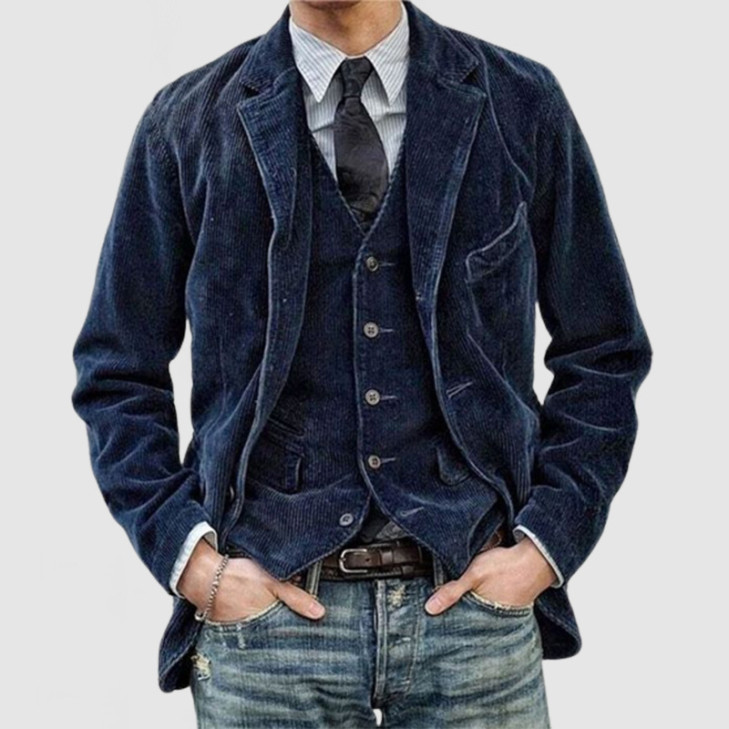 2024 Cross-border Trade, Wish, Amazon, AliExpress, Europe and America Foreign Trade Corduroy Suit Casual Jacket Men's Clothing - Image 3