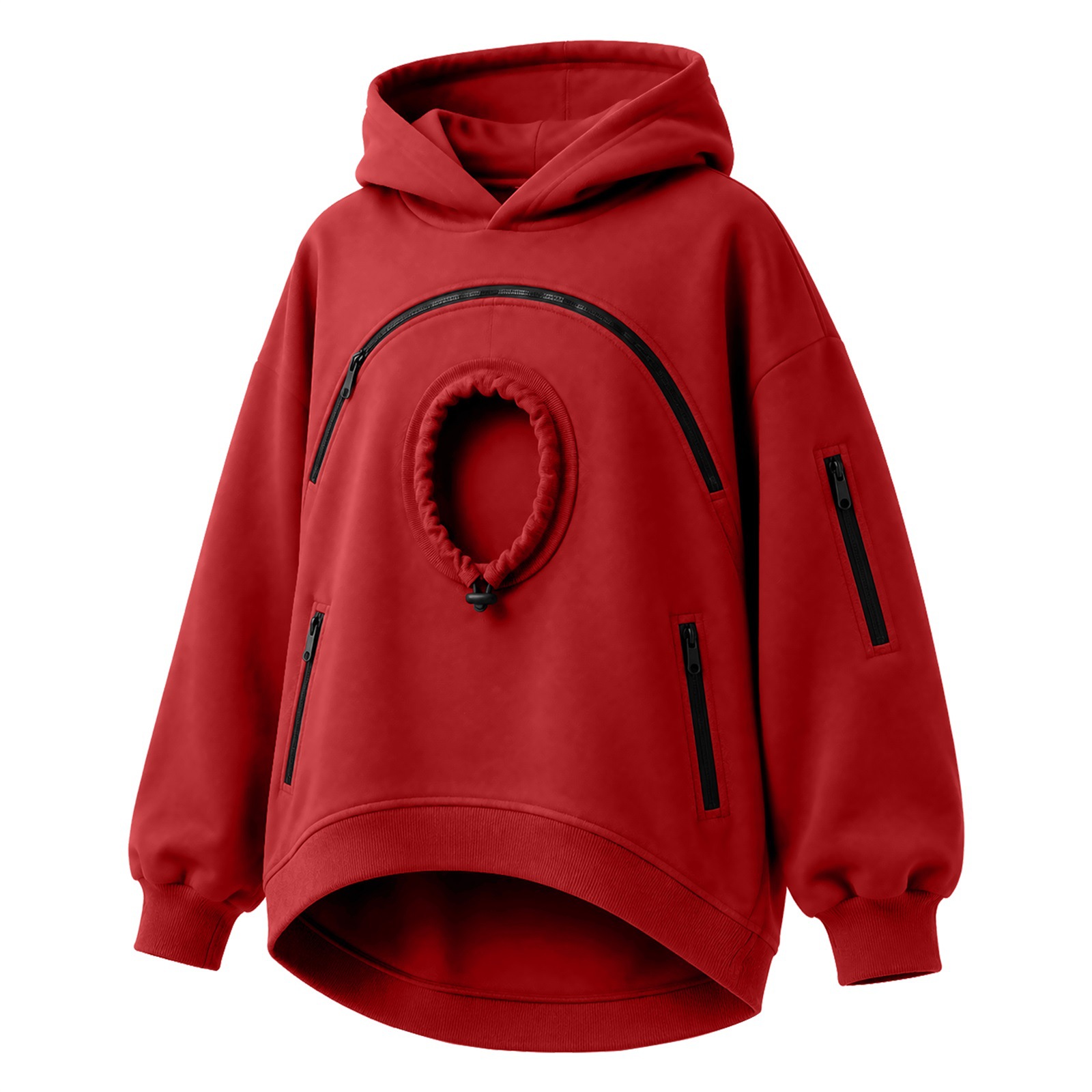 Cross-border women's hooded sweatshirt with pet cat pocket, casual style, long-sleeved hooded fleece-lined top with zipper. - Image 10