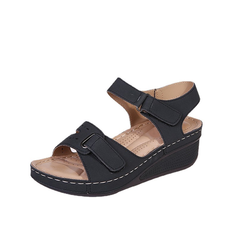 2023 new large size fish mouth casual sandals Amazon hot style Roman style sandals women's outerwear Velcro shoes - Image 5