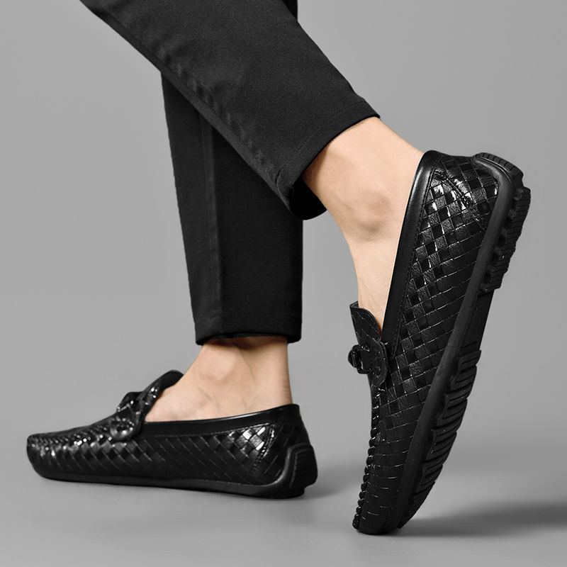2023 new spring breathable non-slip beanie shoes for young men, casual leather shoes, lazy British fashion social guys - Image 4