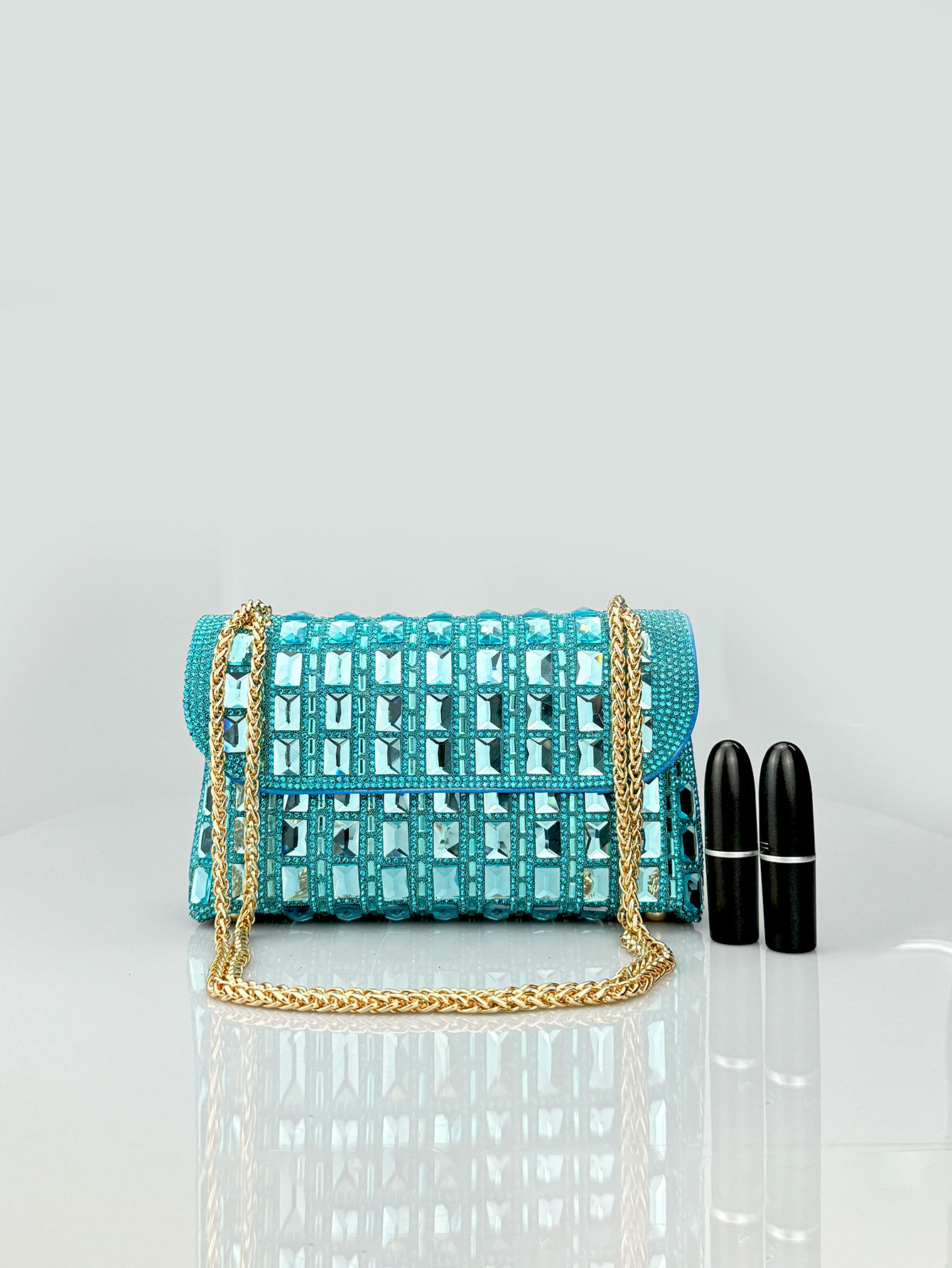 Cross-border new shiny glass evening dress celebrity rhinestone clutch bag underarm hand chain cheongsam bag dinner - Image 8