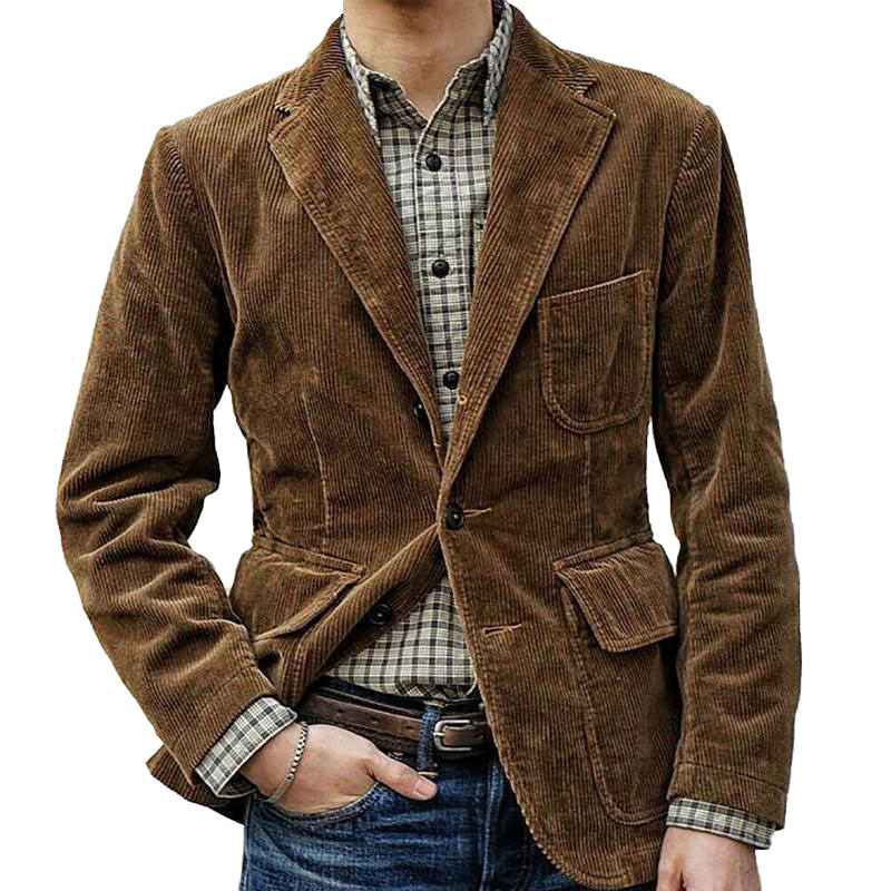 2024 Cross-border Trade, Wish, Amazon, AliExpress, Europe and America Foreign Trade Corduroy Suit Casual Jacket Men's Clothing - Image 5