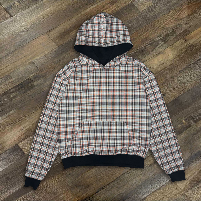 European and American cross-border autumn and winter American hip-hop reversible plaid print loose sweatshirt unisex Y2K pullover - Image 2