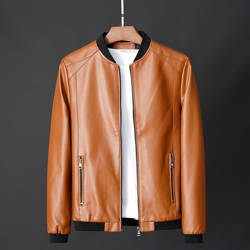 Men's jacket men's spring and autumn leather jacket men's clothing 2023 new popular Korean version slim thin section trendy clothes - Image 4