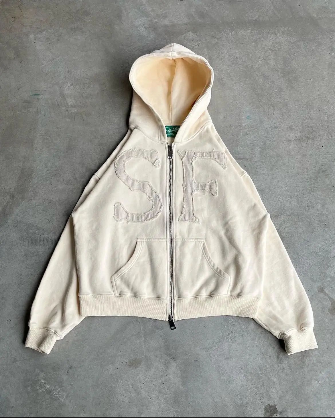 2024 European and American cross-border spring and summer new wholesale embroidered hooded cardigan full chain loose men and women trendy sweater jacket - Image 14