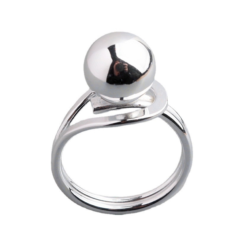 Iriya's "Ball-Required" Ring - A unique, stylish single ring featuring a thick, luxurious silver beaded ball design. - Image 6