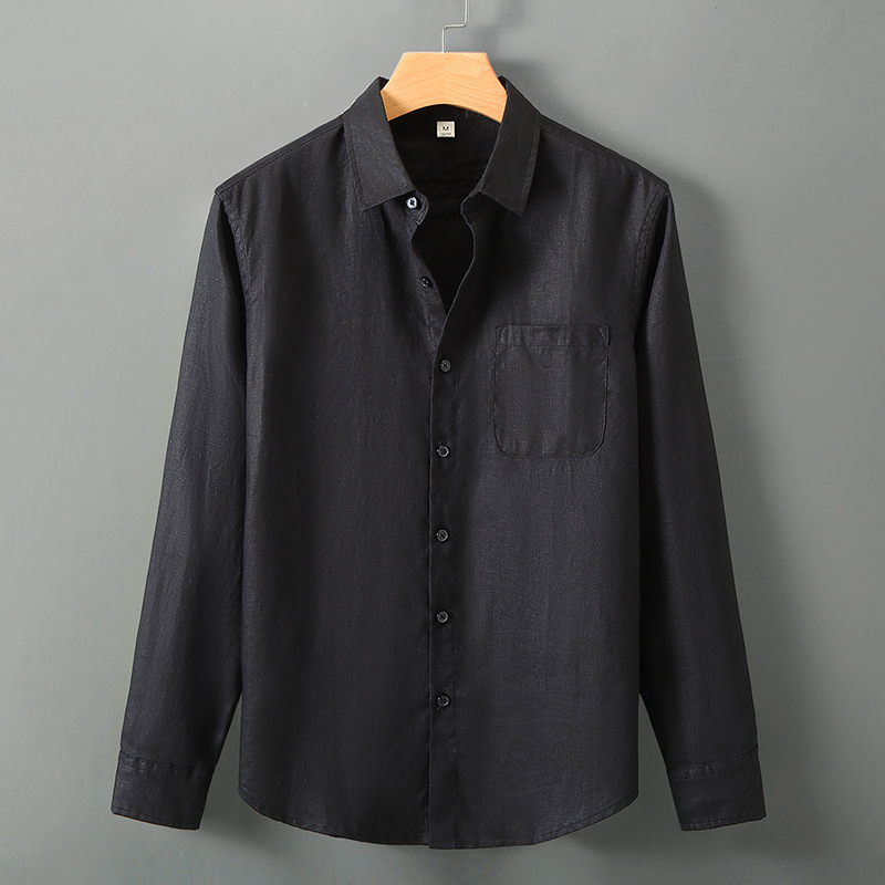 Summer linen short-sleeved shirt for middle-aged men's business casual pure linen pocket shirt loose cardigan half-sleeved linen clothing - Image 18