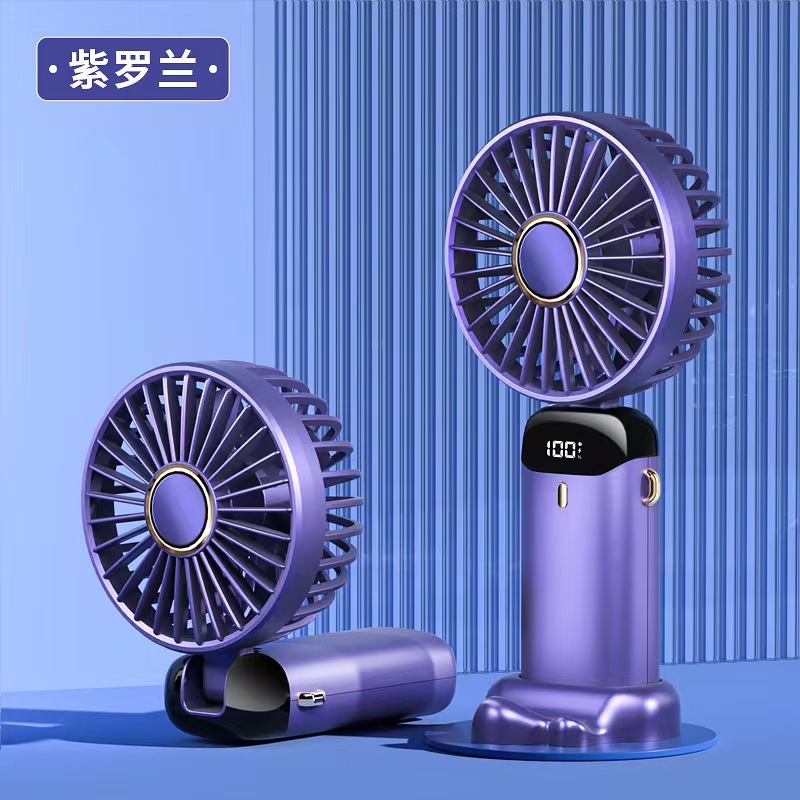 New USB handheld fan mini portable desktop charging small fan folding digital display aromatherapy small electric fan - Image 9