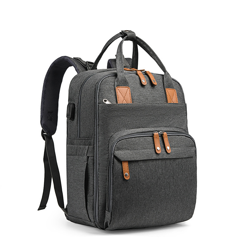 Foreign trade new extended baby bed mommy bag large capacity with diaper pad multi-layer mother and baby bag USB bed bag - Image 7