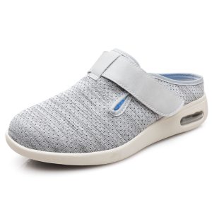 Summer walking shoes for the elderly with fattening and widening half-cup casual shoes for swollen feet and easy to take off shoes with anti-slip Velcro cross-border