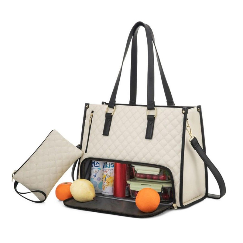 Spot new product 2 in 1 handbag lunch bag combination bag large handbag insulated lunch box female crossbody computer bag - Image 7