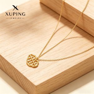 Xuping Fashionable and Luxurious Imitation Gold Abacus Necklace, New Chinese Style, Stainless Steel 24k Color Clavicle Chain Necklace Wholesale for Women