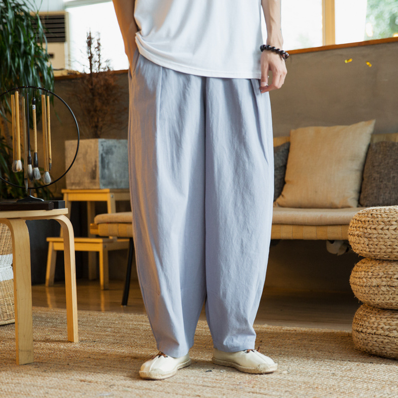Foreign trade spring and summer new cotton and linen men's casual bloomers Chinese style linen layman's clothing Zen long pants - Image 7