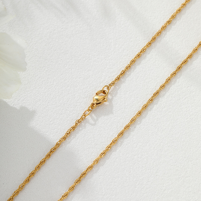 Xuping European and American cross-border stainless steel 24k color necklace, simple and everyday lobster clasp plain chain necklace, wholesale women's jewelry. - Image 2