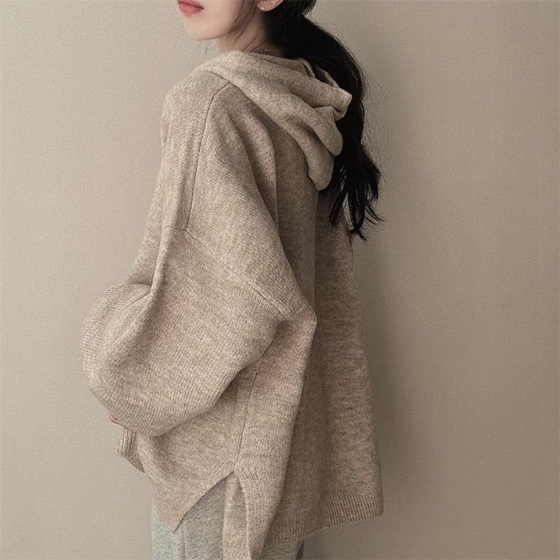 Large size fat mm lazy style hooded sweater loose sweater female 2024 new style hot style slimming belly covering top autumn - Image 3