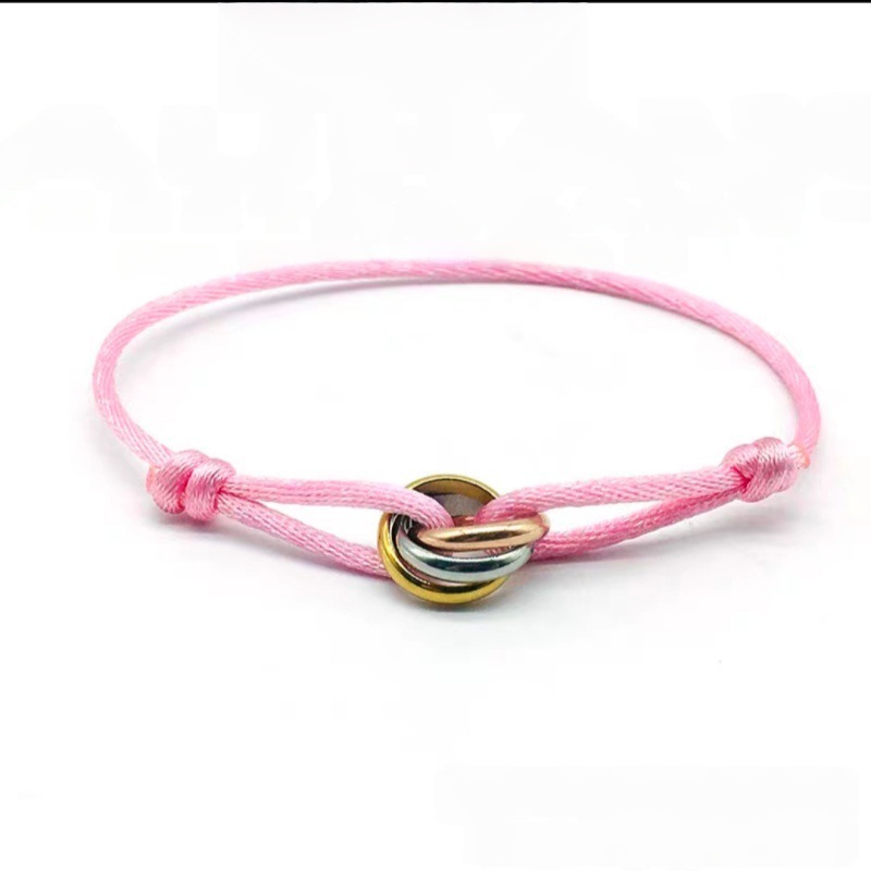 three-color, three-ring braided stainless steel DIY adjustable ins-style bracelet