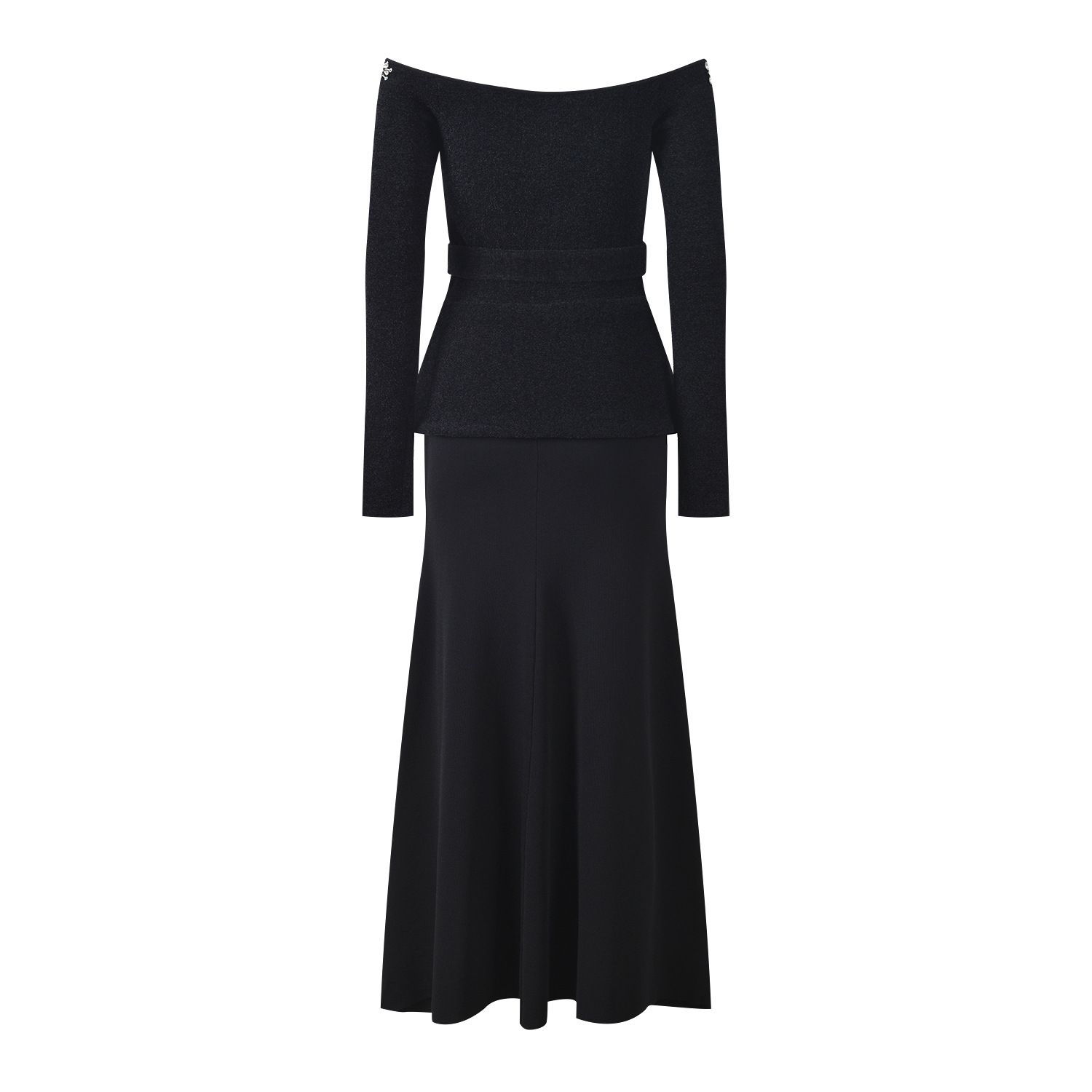 2025 autumn and winter new French lady one-shoulder diamond decoration waist slim long dress banquet dress long skirt - Image 3
