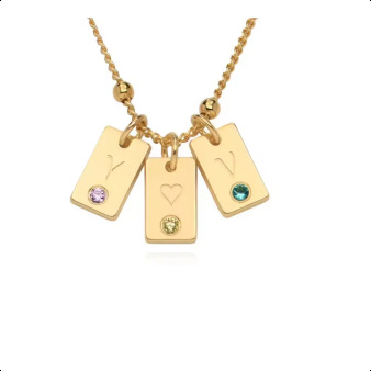 Amazon's new premium stainless steel etched 26-letter alphabet pendant DIY birthstone rectangular necklace - Image 5