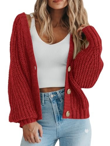 Cross-border women's clothing Amazon autumn/winter V-neck chunky knit cardigan women's lazy style knit sweater factory customization - Image 13