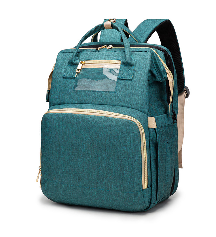 Factory cross-border new upgraded folding bed mommy bag portable multi-functional double-shoulder mother backpack mother and baby bag bed - Image 15