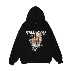 VAMTAC2021 autumn and winter new European and American street fun puppet bear print tide brand couple loose hooded sweater