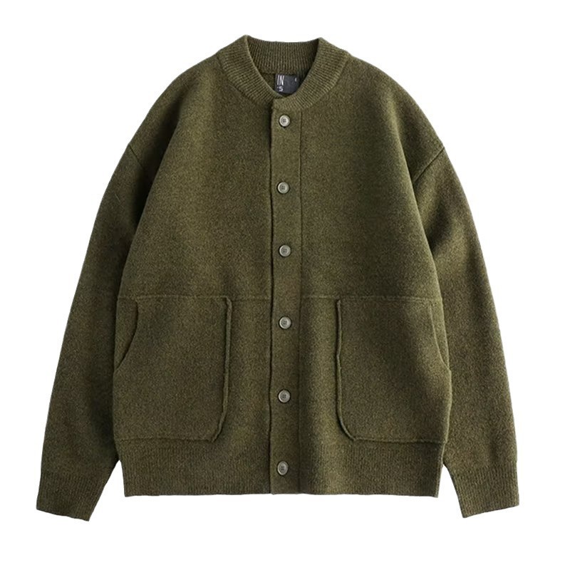 New men's knitted cardigan for autumn and winter, trendy brand, solid color, simple and stylish, thick and designed, youthful sweater coat. - Image 6
