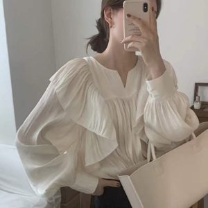 Women's Ruffle-Pleat Blouse