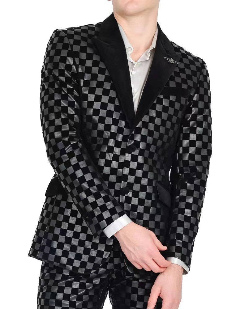 Cross-border foreign trade hot-selling spring and autumn new digital printing plaid men's casual suits and casual jackets - Image 24