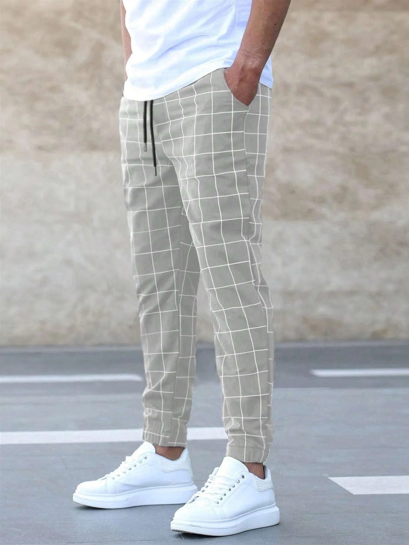 2024 New European and American Amazon Street Fashion Pants Plaid Casual Trousers Fashion Men's Casual Pants Drawstring Pants Wholesale - Image 7