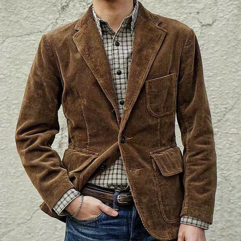 2024 Cross-border Trade, Wish, Amazon, AliExpress, Europe and America Foreign Trade Corduroy Suit Casual Jacket Men's Clothing - Image 8