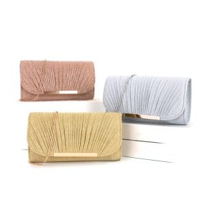 Foreign trade factory direct sales crossbody evening bag women's Clutch bag pleated high sewing round bottom hand-held evening bag