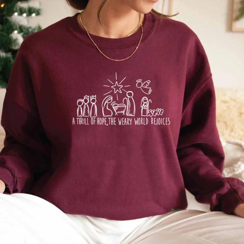 Christian Christmas Sweatshirt Nativity Scene Sweater - Image 2