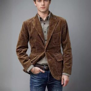 2024 Cross-border Trade, Wish, Amazon, AliExpress, Europe and America Foreign Trade Corduroy Suit Casual Jacket Men's Clothing