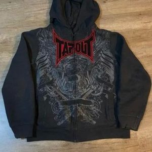Y2K skeleton zip-up hoodie, 90s retro graphic print zip-up top, sweatshirt, sweatshirt, men's and women's.