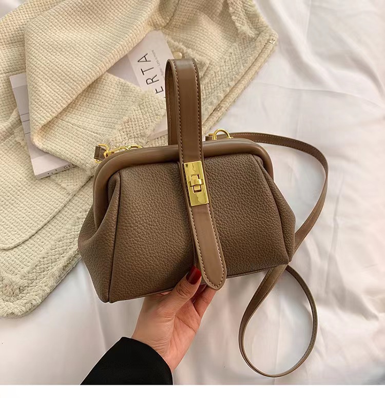 Cross-border bag women's bag 2022 fashion new lychee pattern clip handbag fashion all-match shoulder Messenger bag - Image 3