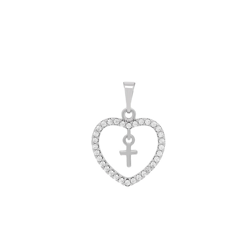 Xuping's new fashionable alloy electroplated white artificial gemstone niche design exquisite and versatile heart-shaped necklace pendant - Image 6