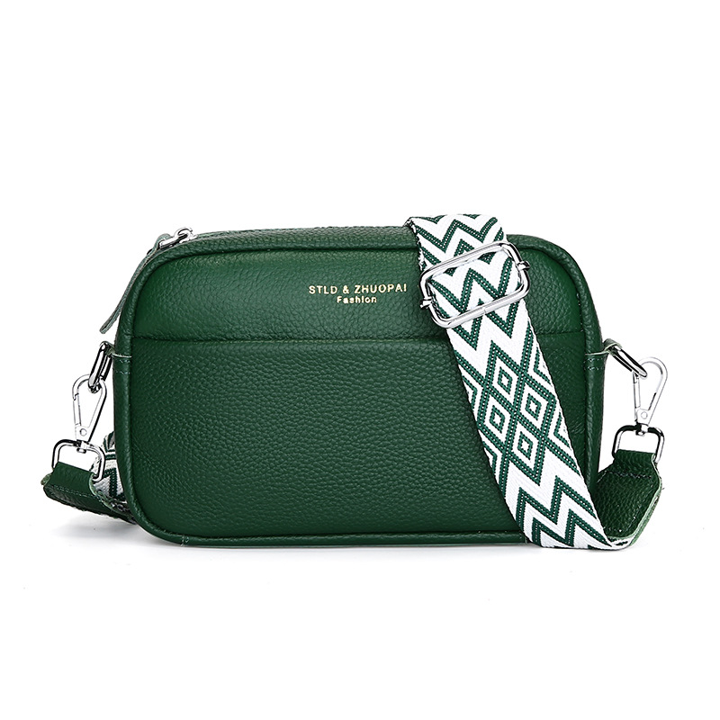 Cross-border genuine leather women's bags wholesale 2023 new trendy fashion simple one-shoulder crossbody bag first layer cowhide small square bag - Image 3